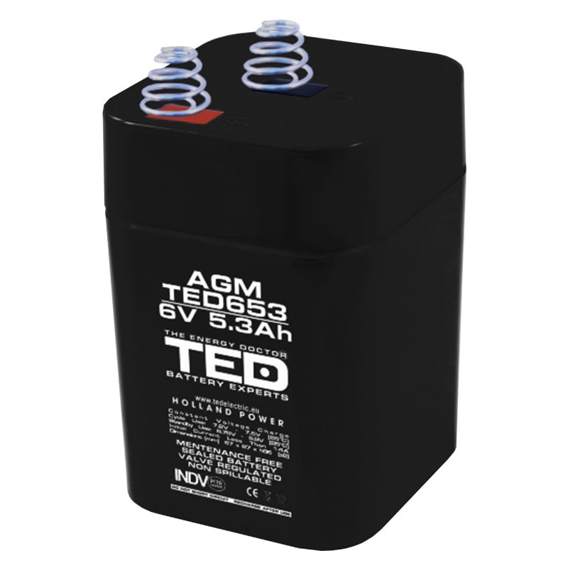 6V 5.3Ah AGM Battery TED653 - VRLA / Rechargeable - TED Electric