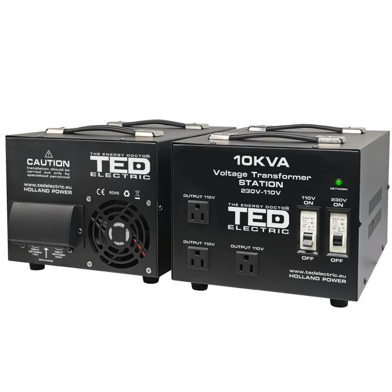 10kVA 8kW Station Voltage Transformer - 230V to 110V / 115V - 4 Outputs - TED Electric - Image 2