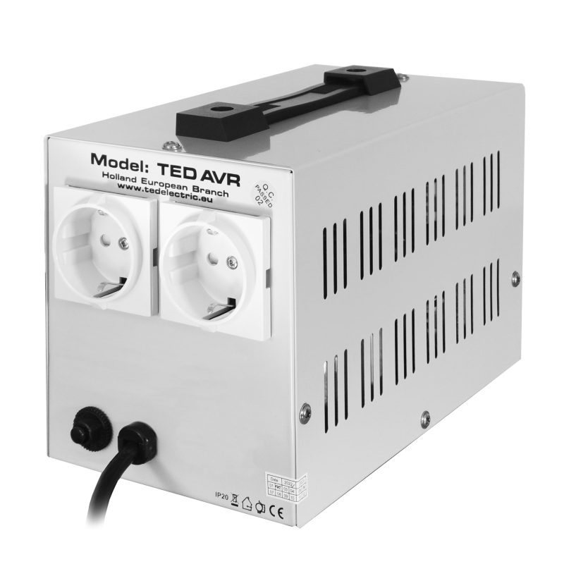 1000VA 600W AVR Voltage Stabilizer - LCD Display - 2 x Outputs - TED Electric - Image 2