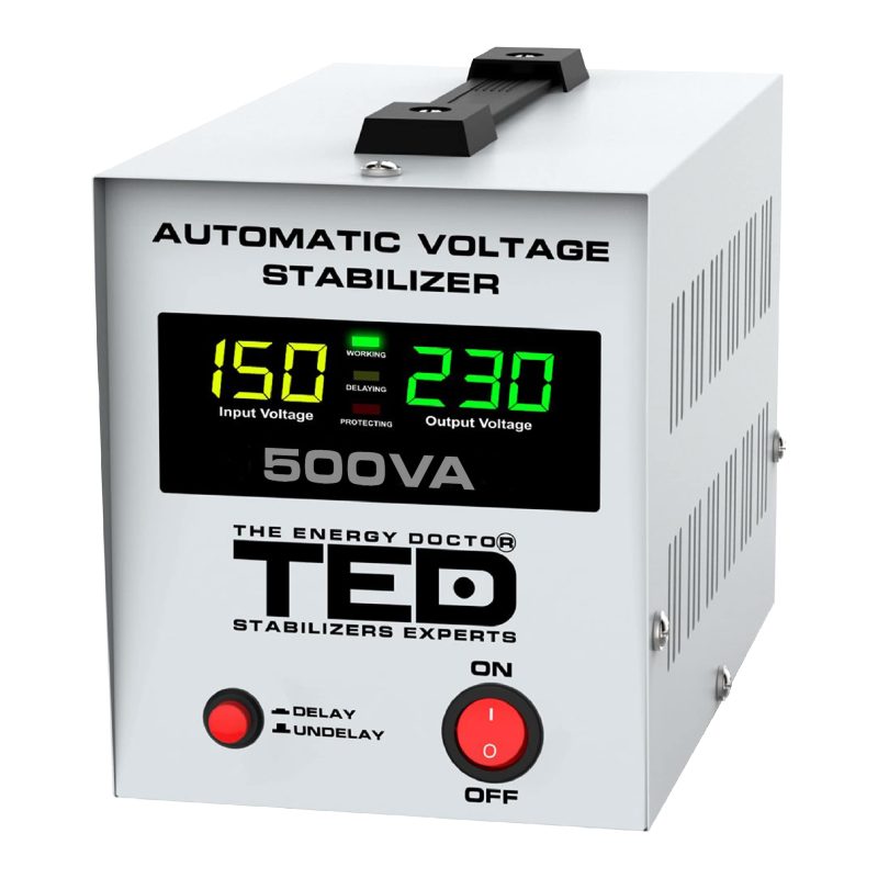 500VA 300W AVR Voltage Stabilizer - LCD Display - 2 x Outputs - TED Electric