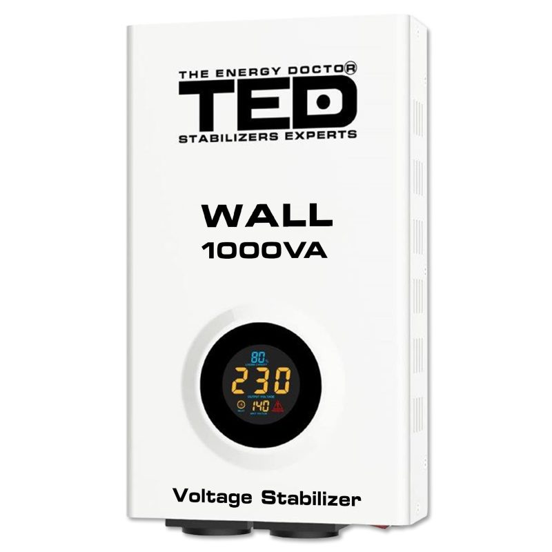 1000VA 600W AVR Wall Voltage Stabilizer - LCD Display - 2 x Outputs - TED Electric