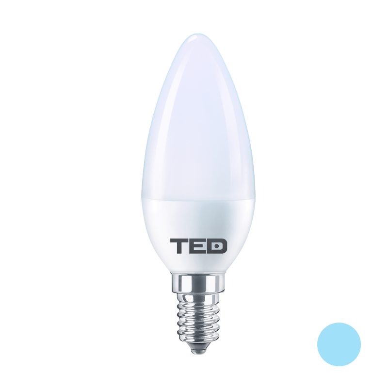 7W Candle LED Light Bulb - E14 fitting - 6400K cool light - TED Electric - Image 2