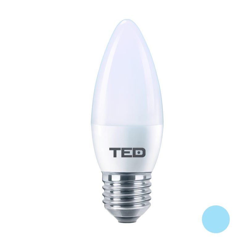 7W Candle LED Light Bulb - E27 fitting - 6400K cool light - TED Electric - Image 2