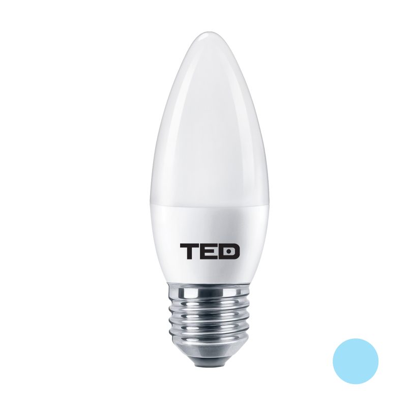 7W Candle LED Light Bulb - E27 fitting - 6400K cool light - TED Electric
