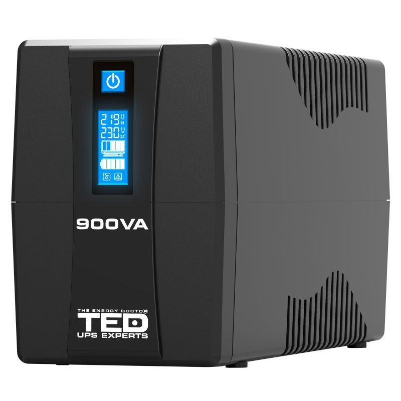 900VA 500W UPS Line Interactive - LCD Display - 2 x Outputs - TED Electric