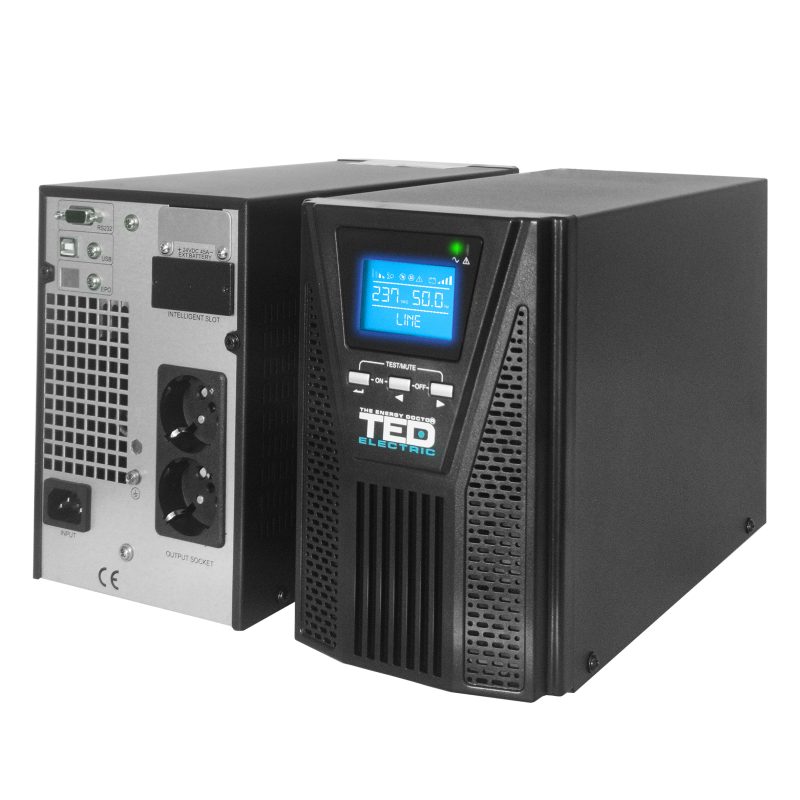 1000VA 900W UPS Online - LCD Display - 2 x Outputs - TED Electric - Image 2