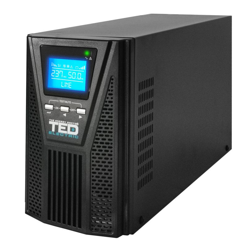 2000VA 1800W UPS Online - LCD Display - 3 x Outputs - TED Electric