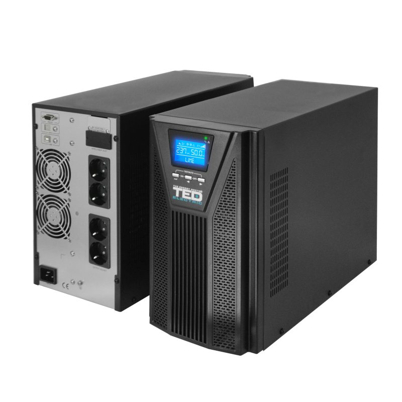 3000VA 2700W UPS Online - LCD Display - 4 x Outputs - TED Electric - Image 2
