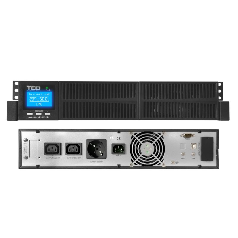 1000VA 900W UPS Online Rack / Tower - LCD Display - 3 x Outputs - TED Electric - Image 3