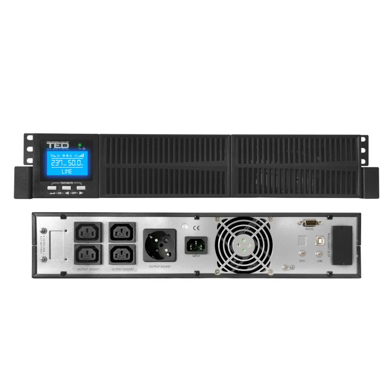 2000VA 1800W UPS Online Rack / Tower - LCD Display - 5 x Outputs - TED Electric - Image 3