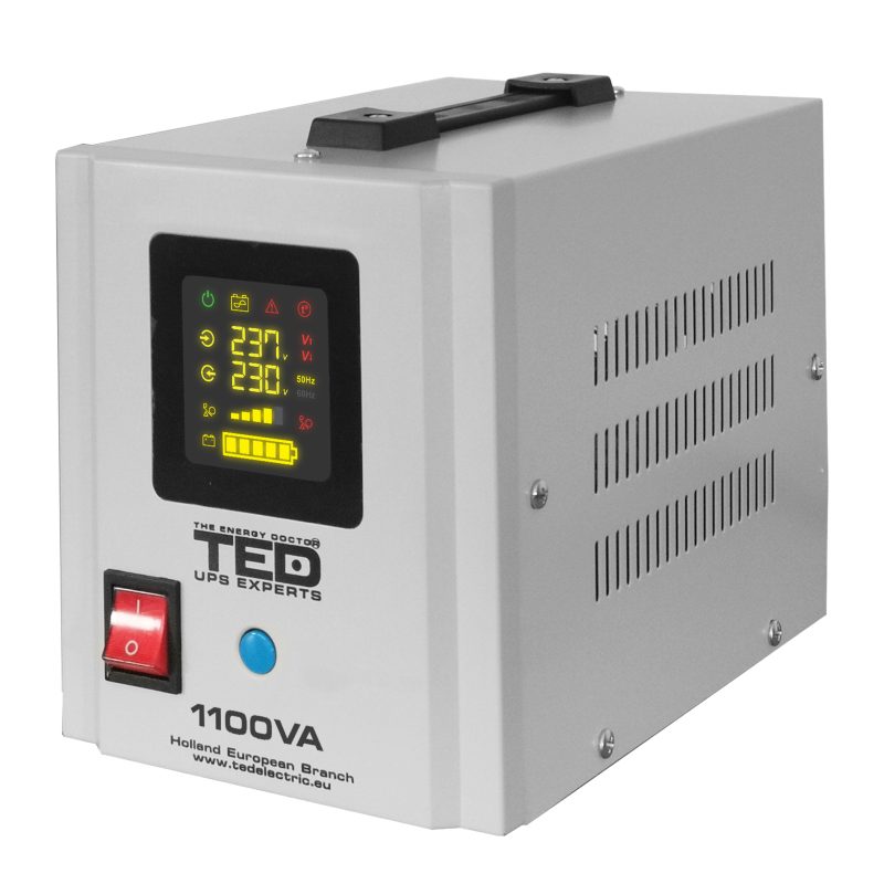 1100VA 700W UPS Extended Runtime for Gas Boilers - LCD Display - 2 x Schuko - TED Electric