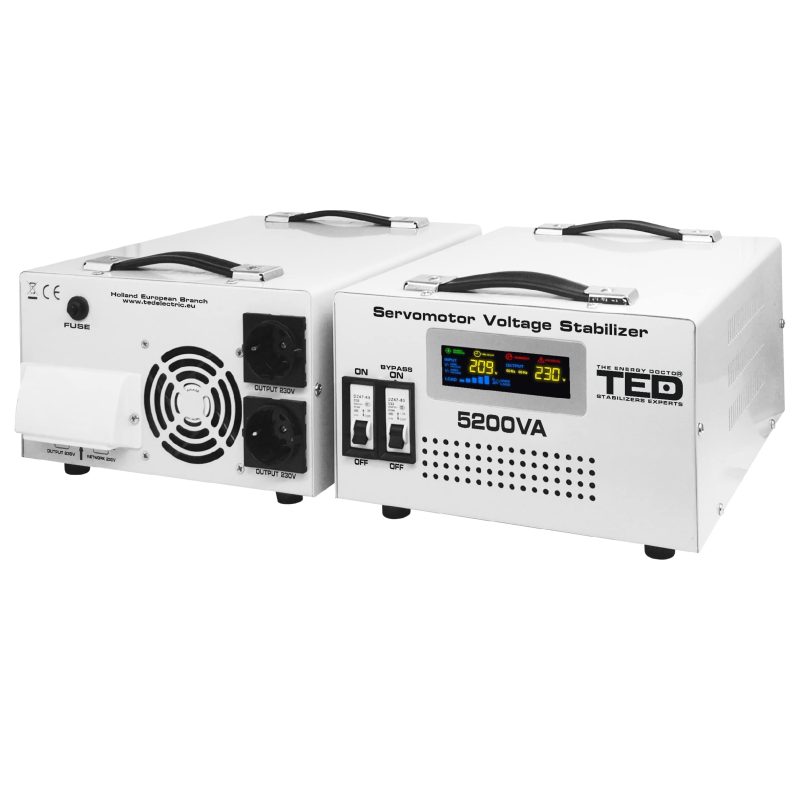 5200VA 3000W Servomotor Voltage Stabilizer - LCD Display - 3 x Outputs - TED Electric - Image 2