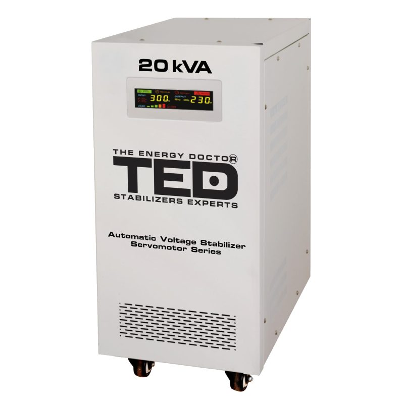 20kVA 16kW Servomotor Voltage Stabilizer - LCD Display - Terminal Block - TED Electric