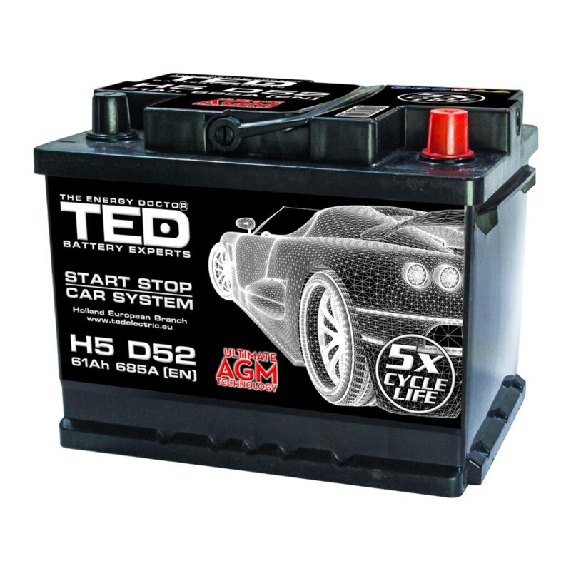 12V 61Ah AGM Start-Stop Battery - TED Electric