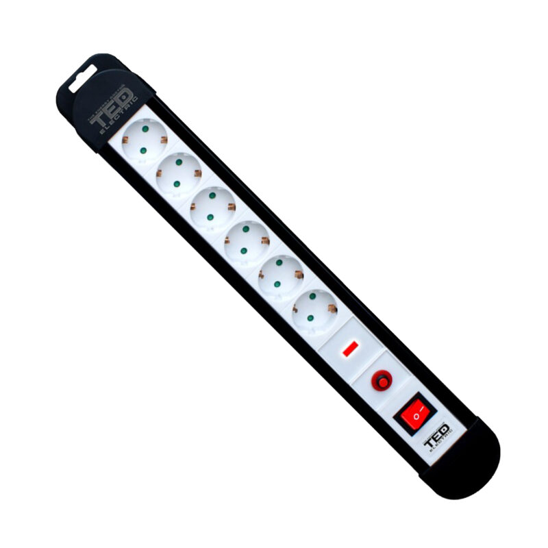 10m 3x1.5mm Protection+ Power Strip - 6 Outlets - Ted Electric