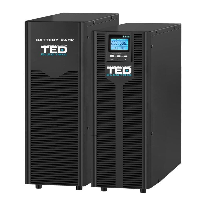 20kVA 20kW 3-Phase (3:1) UPS Online - LCD Display - Terminal Block - TED Electric