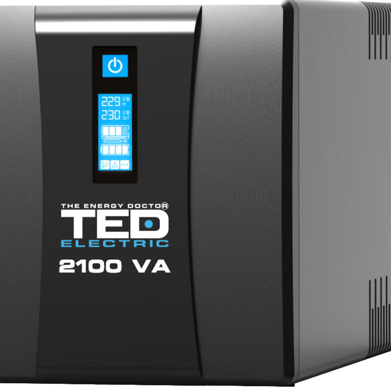 2100VA 1200W UPS Line Interactive - LCD Display - 2 x Outputs - TED Electric