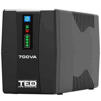 700VA 400W UPS Line Interactive - LED Display - 2 x Outputs - TED Electric