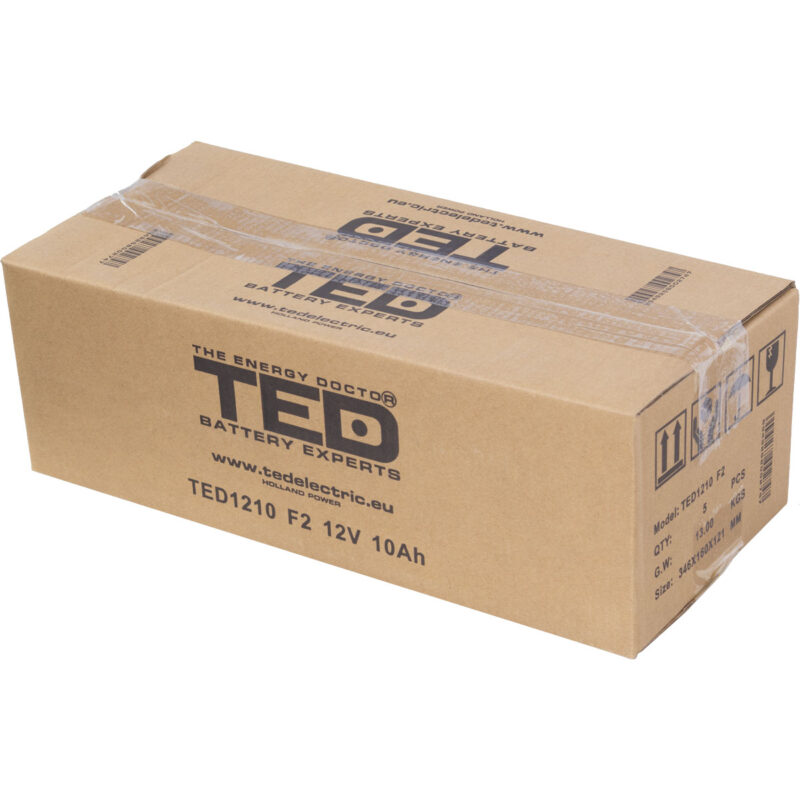 12V 10Ah AGM Battery TED1210 - VRLA / Rechargeable - TED Electric - Image 4