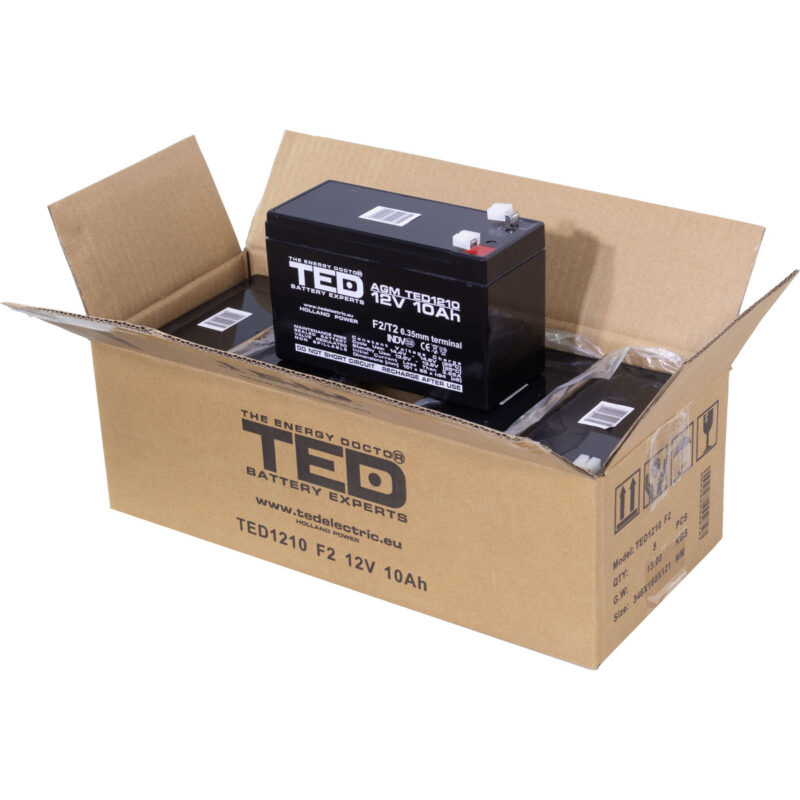 12V 10Ah AGM Battery TED1210 - VRLA / Rechargeable - TED Electric - Image 5