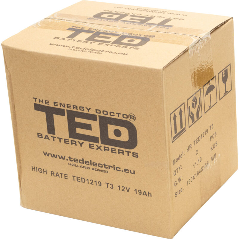 12V 19Ah AGM High Rate TED1219 - VRLA / Rechargeable - TED Electric - Image 4
