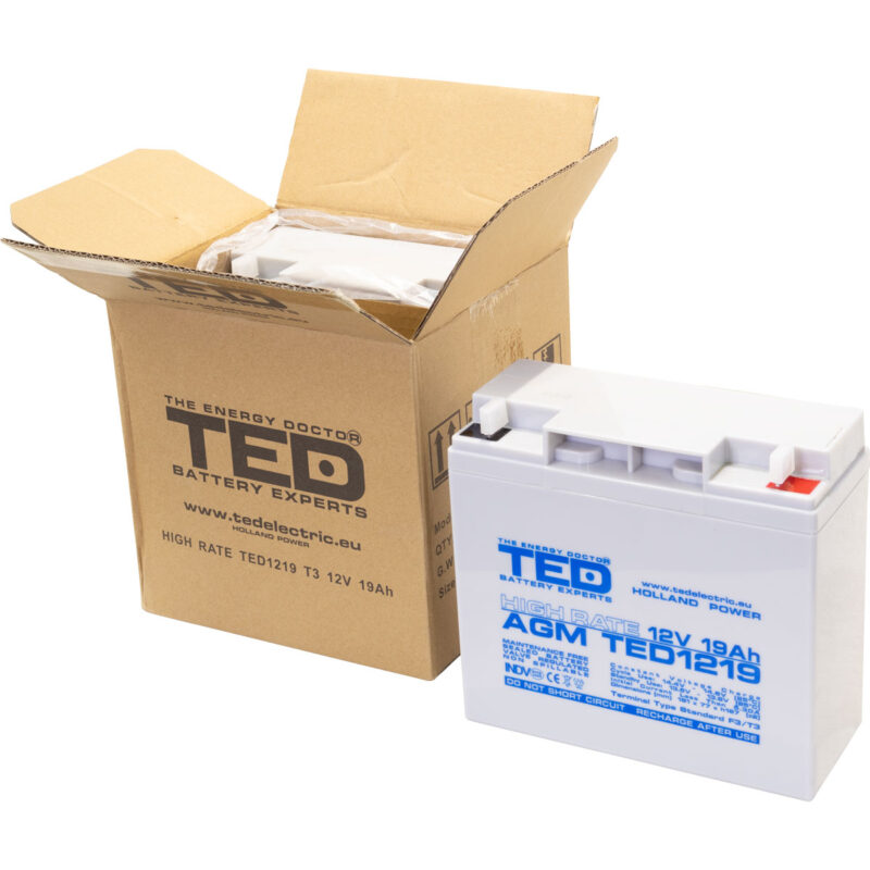 12V 19Ah AGM High Rate TED1219 - VRLA / Rechargeable - TED Electric - Image 5
