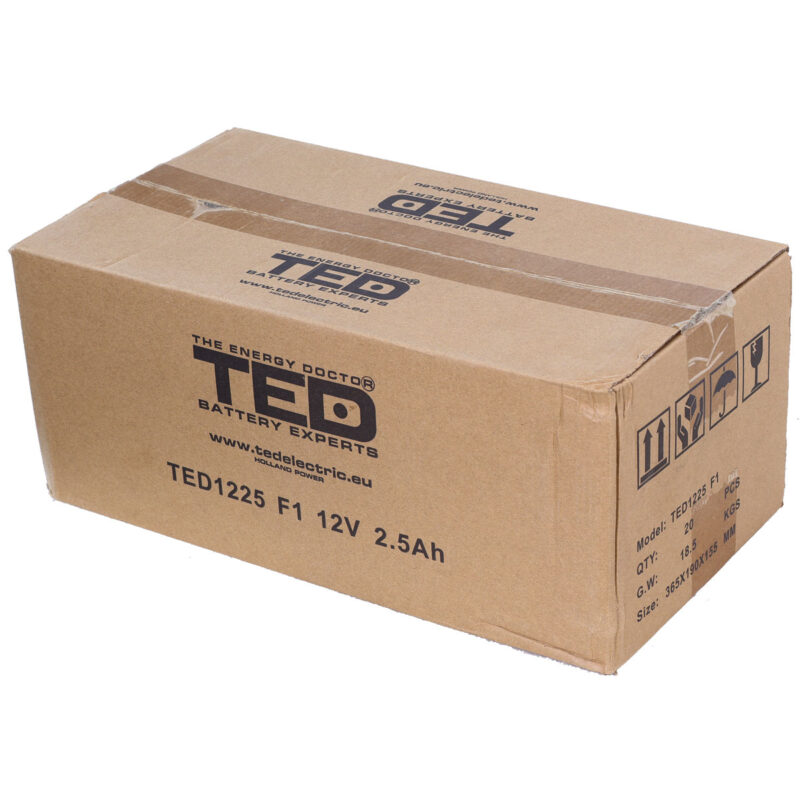 12V 2.5Ah AGM Battery TED1225 - VRLA / Rechargeable - TED Electric - Image 4