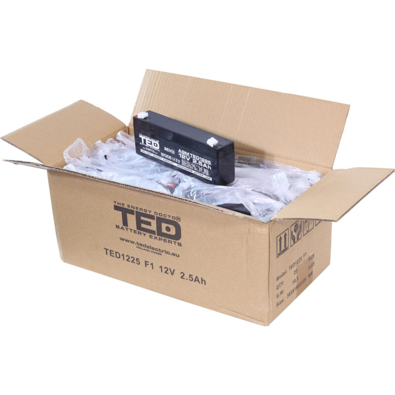 12V 2.5Ah AGM Battery TED1225 - VRLA / Rechargeable - TED Electric - Image 5