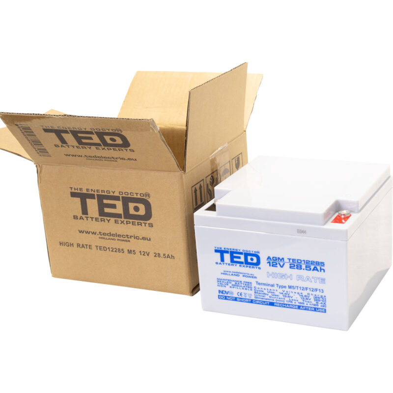 12V 28.5Ah AGM High Rate TED12285 - VRLA / Rechargeable - TED Electric - Image 5