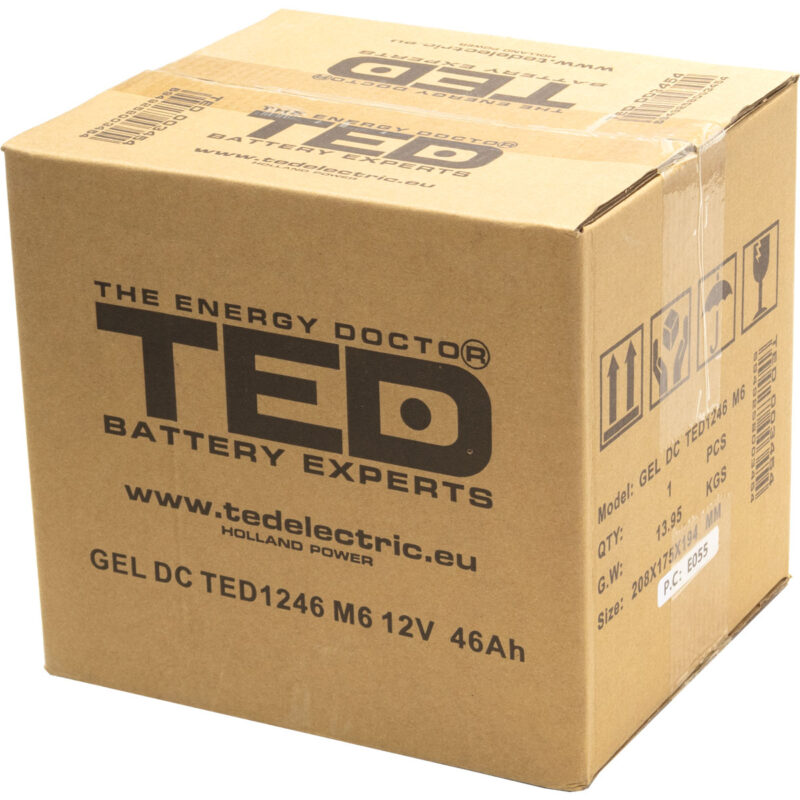 12V 46Ah GEL Deep Cycle TED1246 - VRLA / Rechargeable -TED Electric - Image 4
