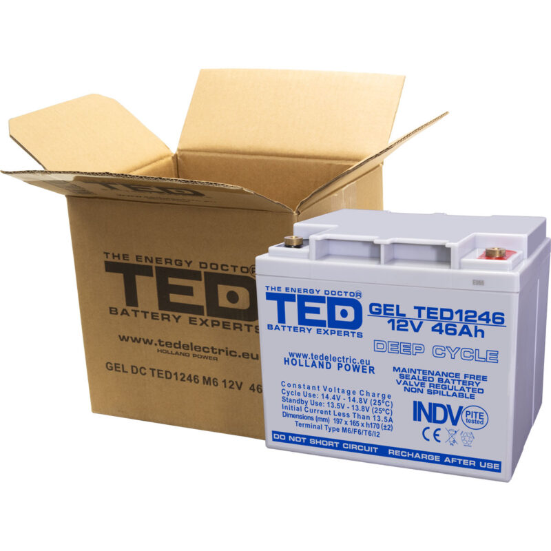 12V 46Ah GEL Deep Cycle TED1246 - VRLA / Rechargeable -TED Electric - Image 5