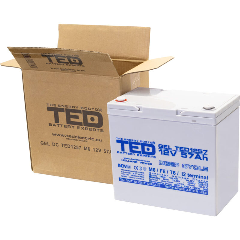 12V 57Ah GEL Deep Cycle TED1257 - VRLA / Rechargeable -TED Electric - Image 5
