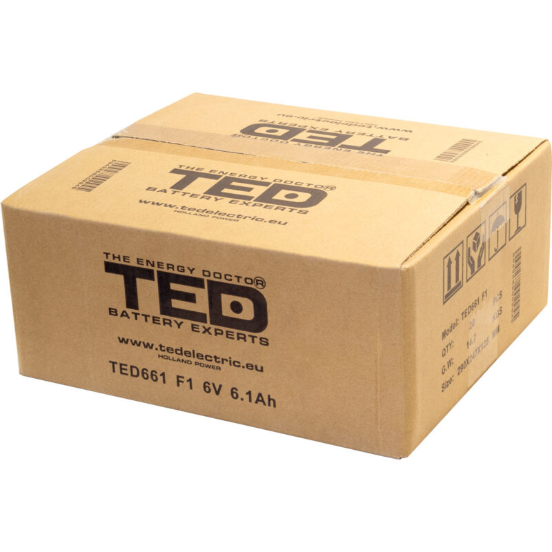 6V 6.1Ah AGM Battery TED661 - VRLA / Rechargeable - TED Electric - Image 4
