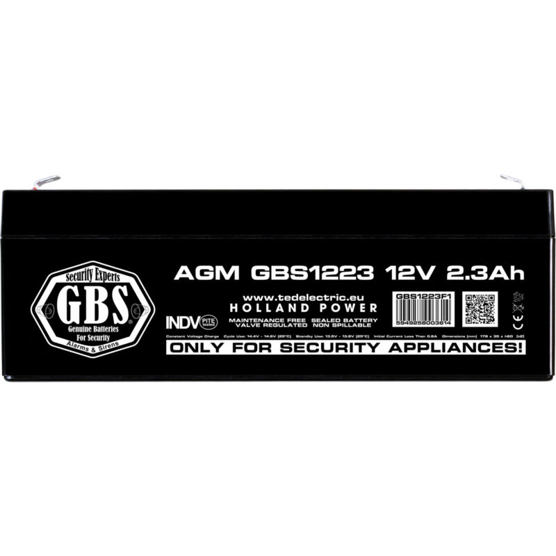 12V 2.3Ah AGM Battery GBS1223 - VRLA / Recharageable / for security systems - Ted Electric - Image 3
