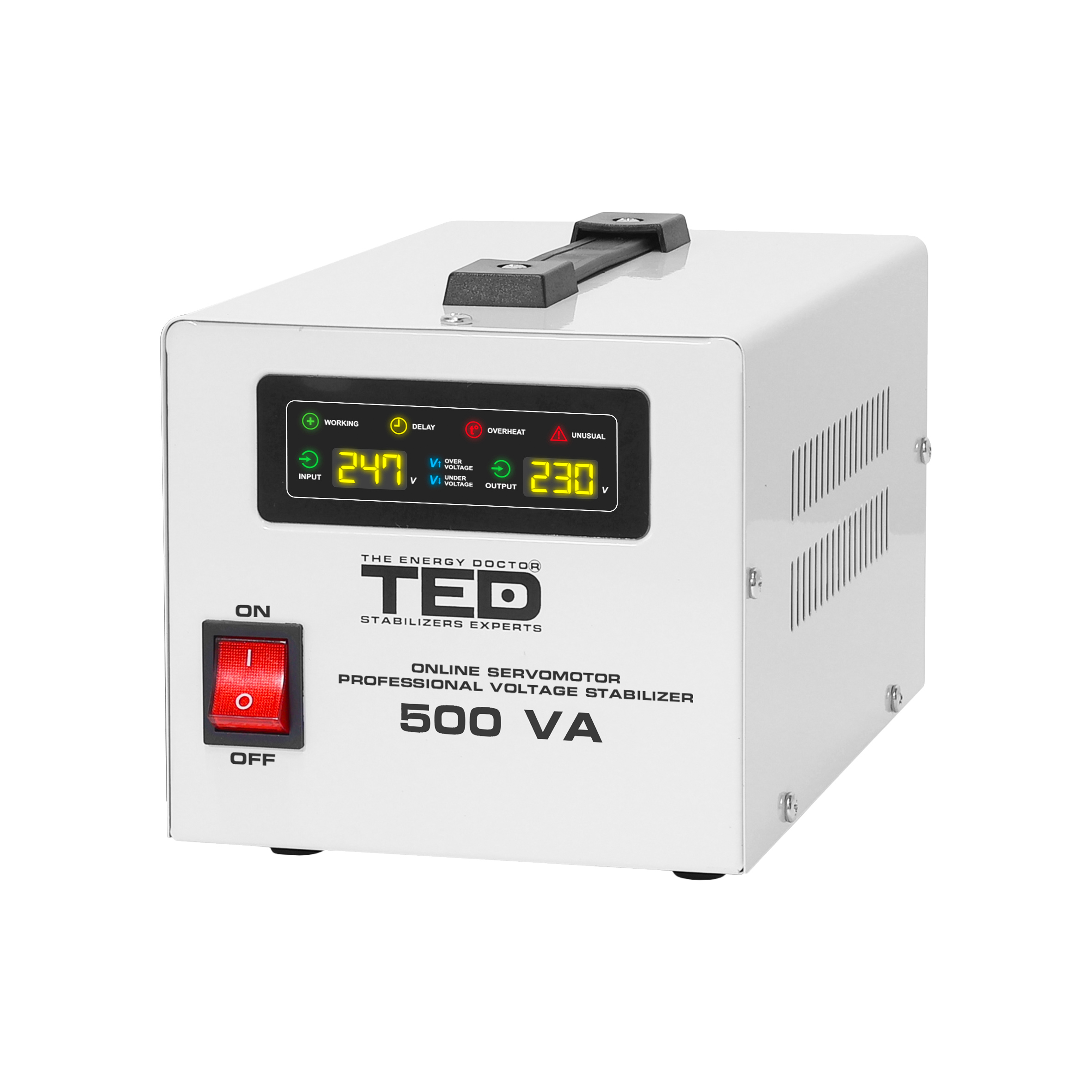 500VA 300W Servomotor  Voltage Stabilizer - LCD Display - 2 x Outputs - TED004680