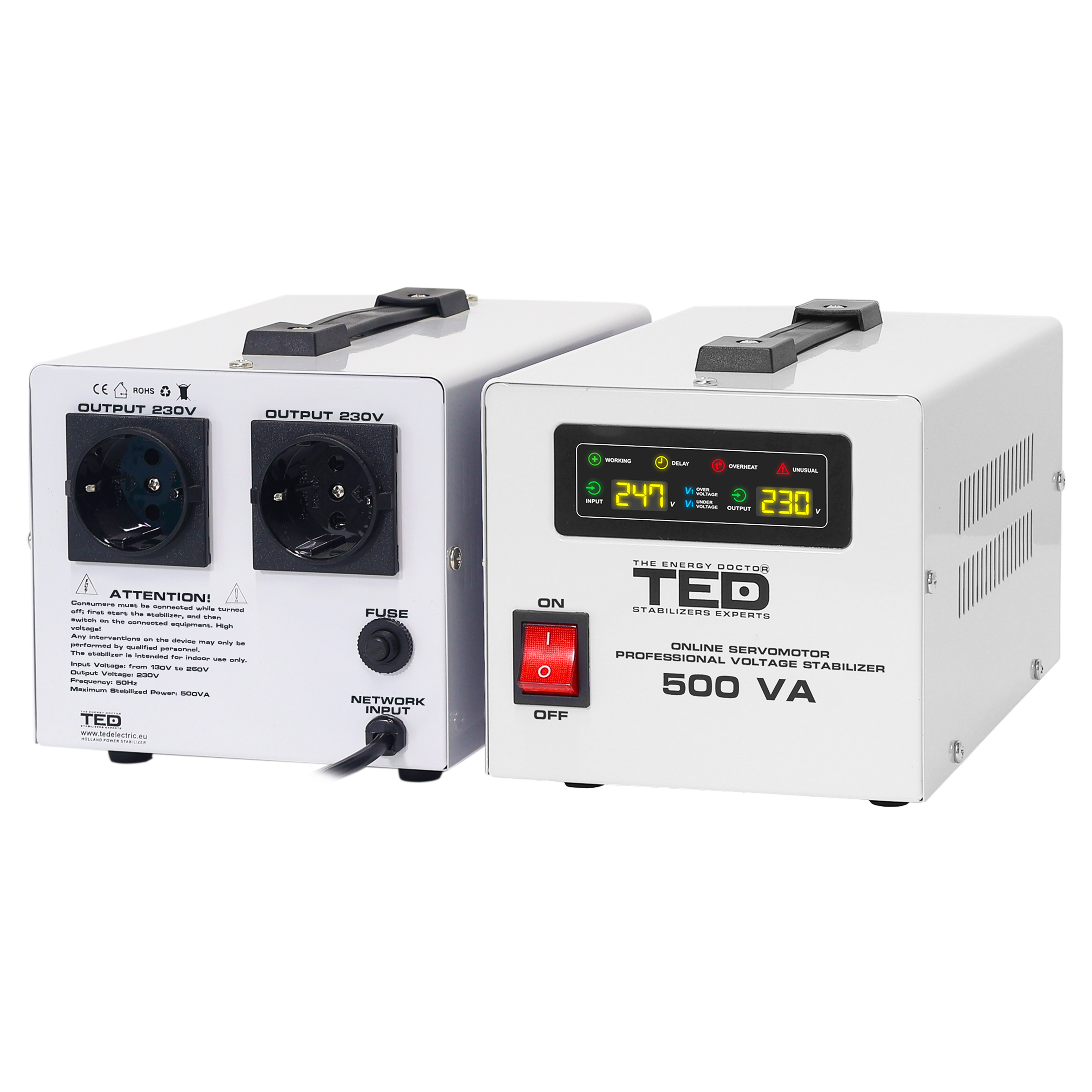 500VA 300W Servomotor Voltage Stabilizer – LCD Display – 2 x