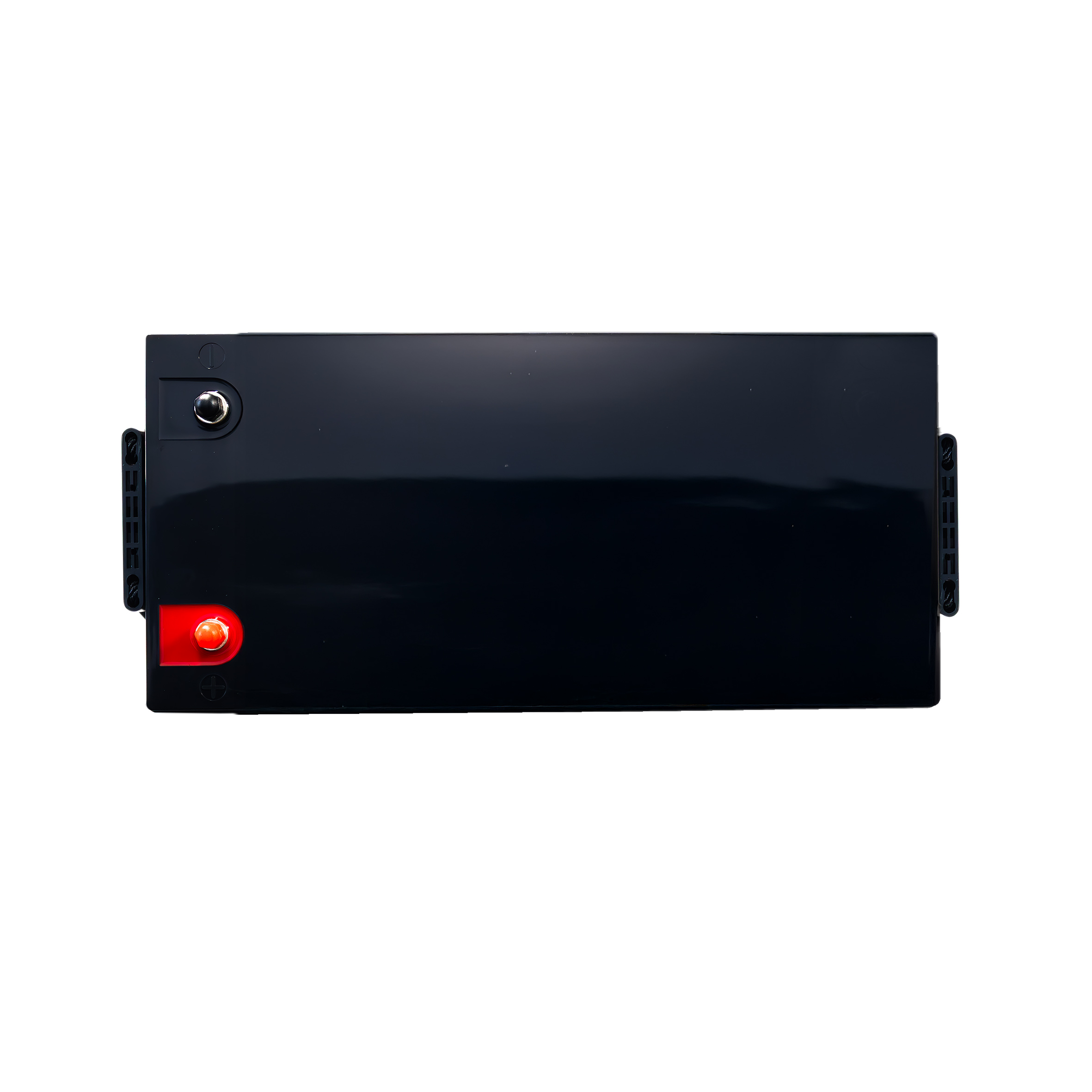 Top view of TED LiFePO4 battery 12.8V 300Ah showing terminals and carry handle