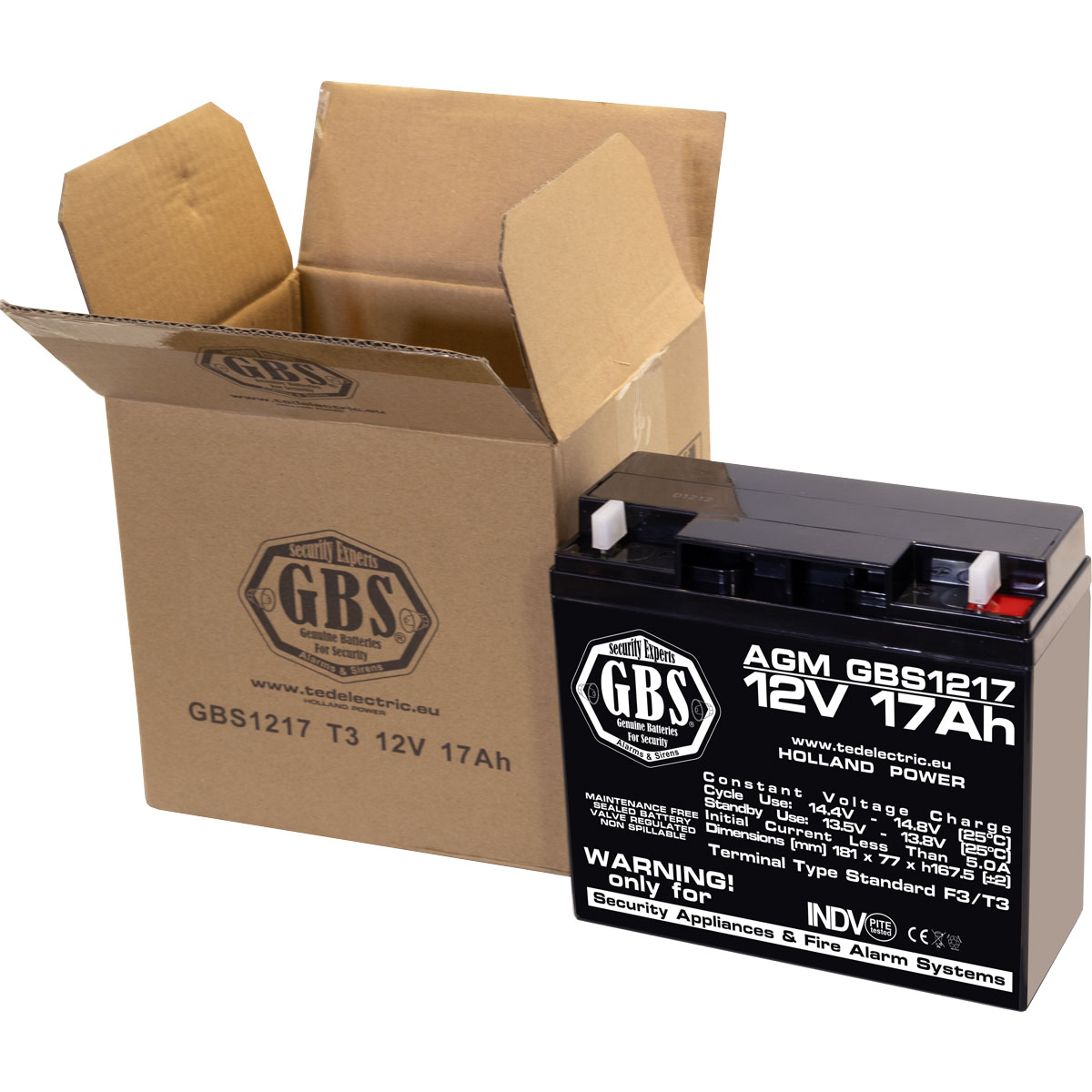 GBS 12V 17Ah battery box open view
