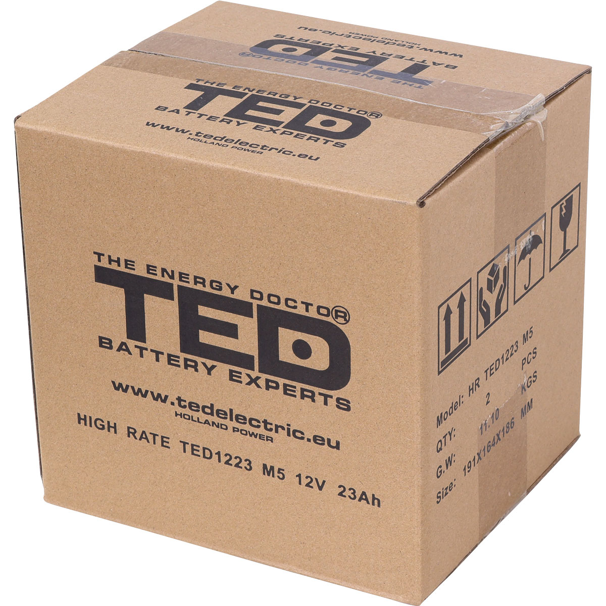 TED 12V 23Ah battery box closed view