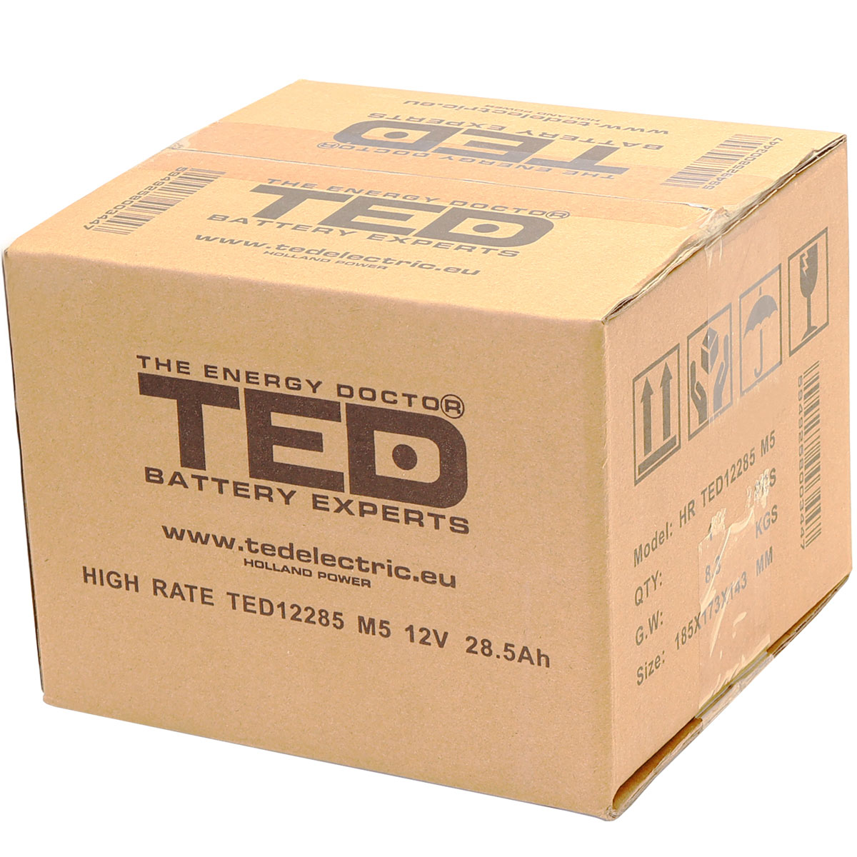 TED 12V 28.5Ah battery box closed view