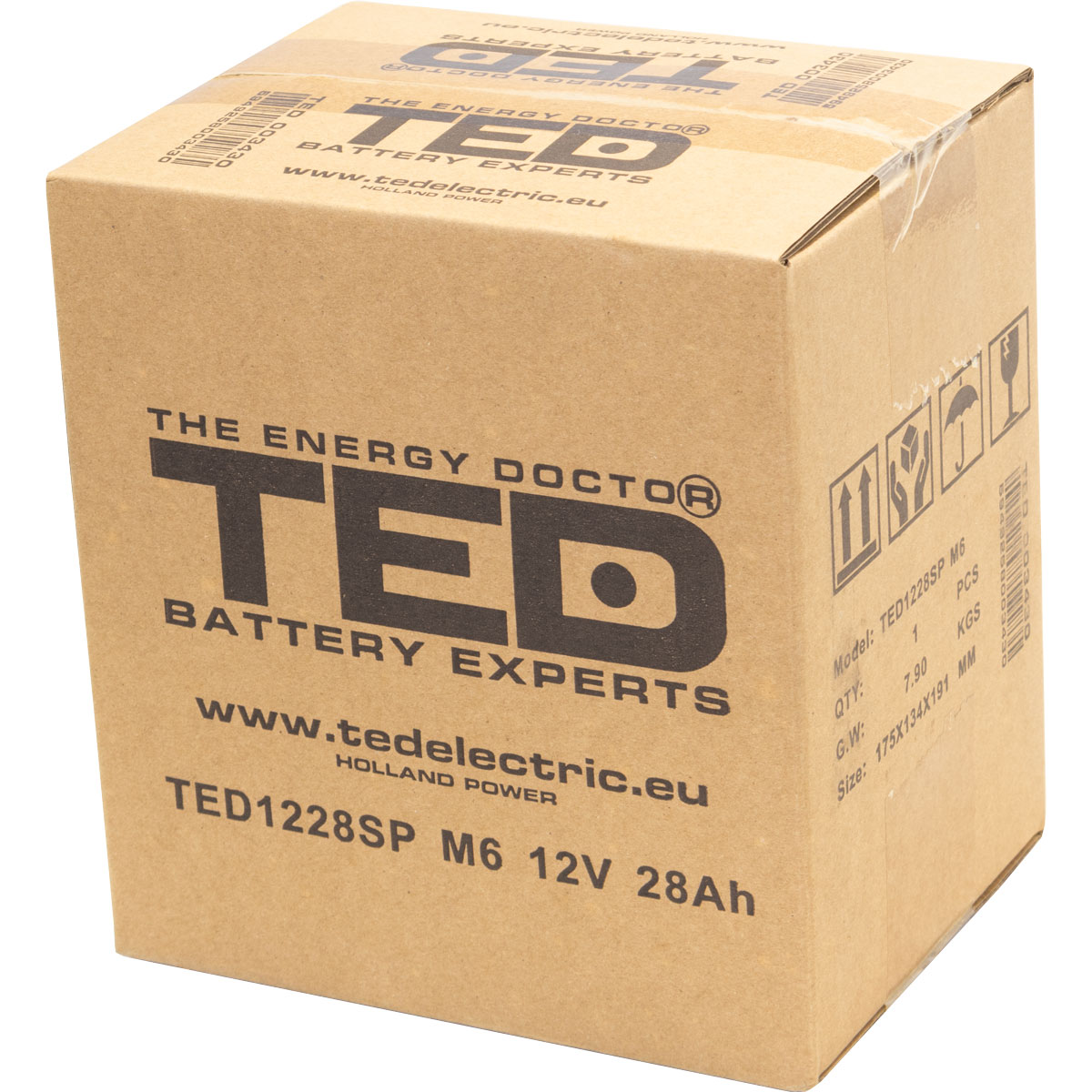 TED 12V 28Ah battery box closed view