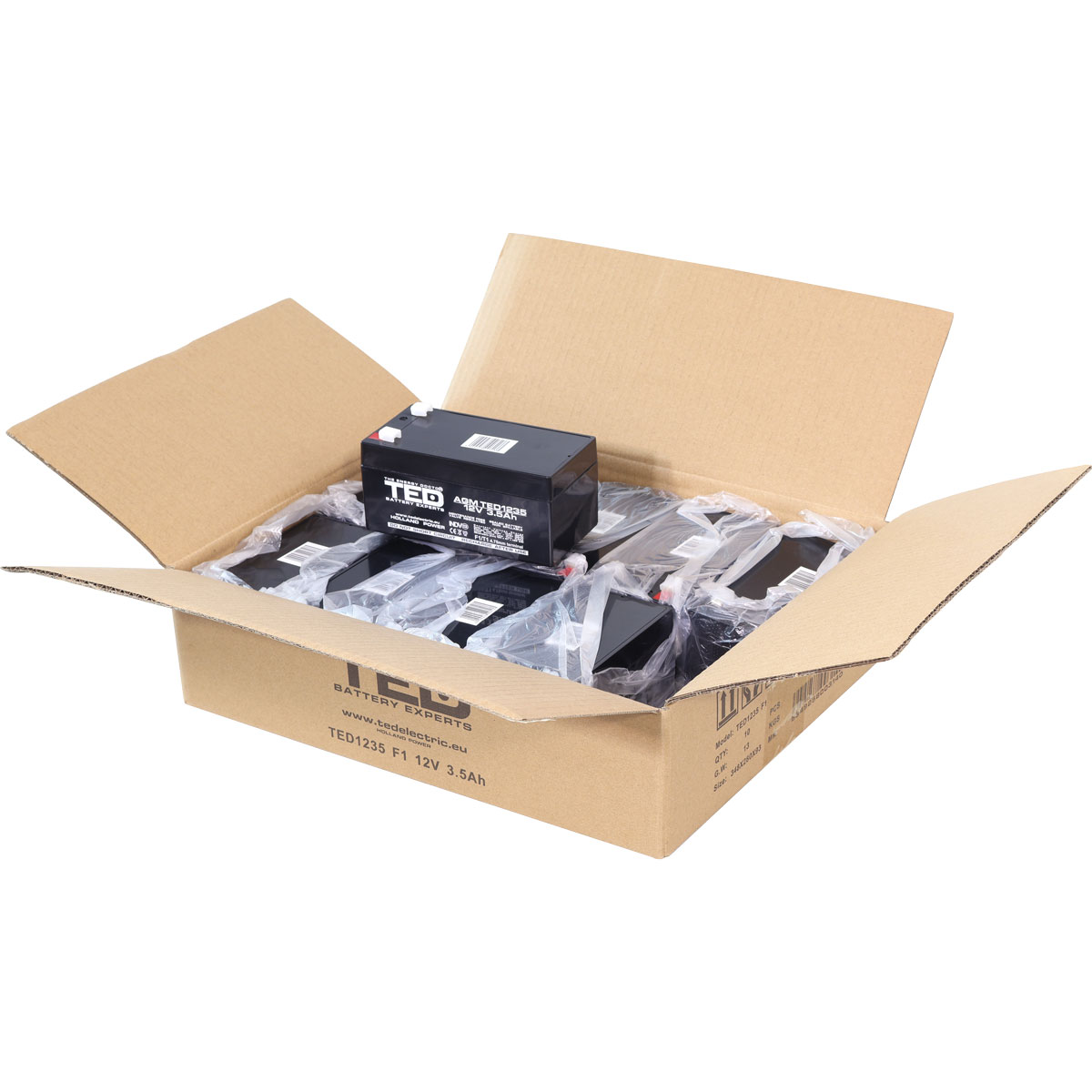 TED 12V 3.5Ah battery box open view