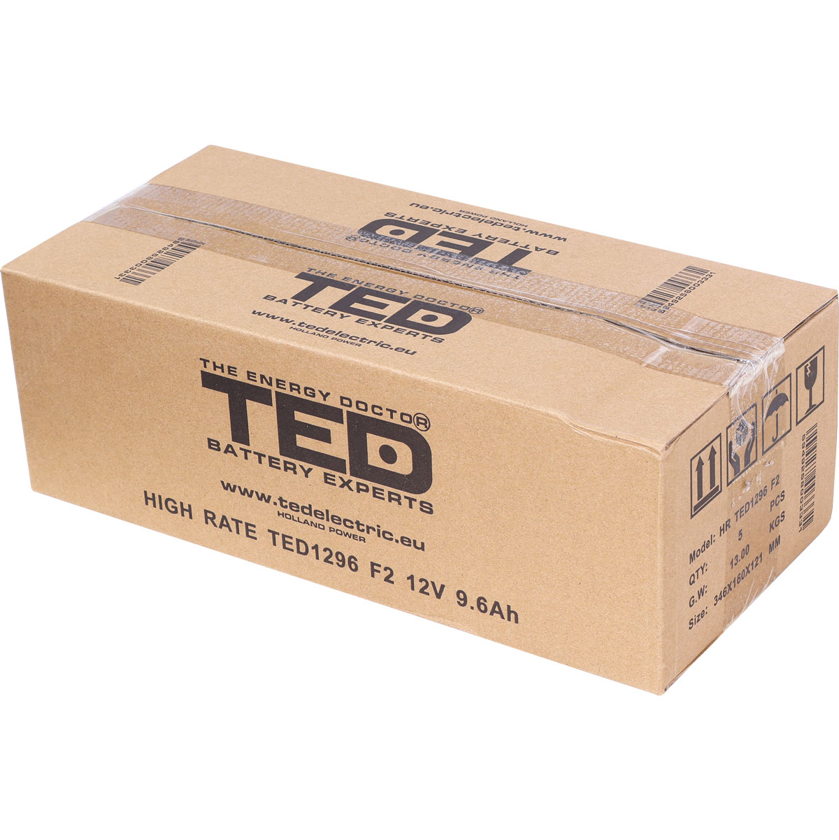 TED 12V 9.6Ah battery box closed view