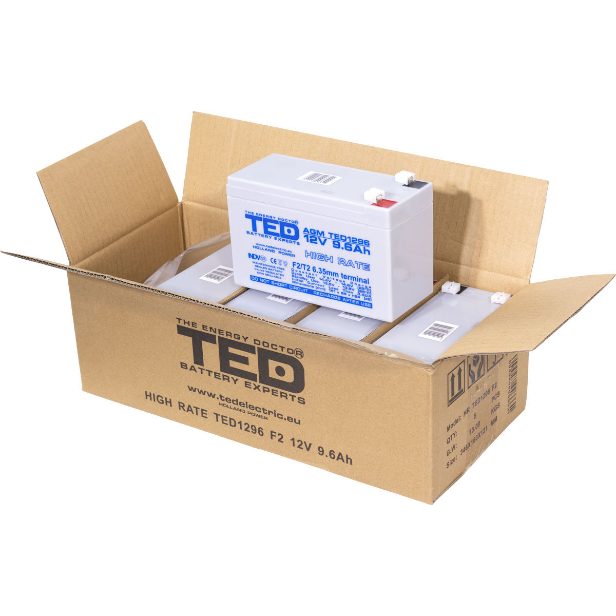 TED 12V 9.6Ah battery box open view
