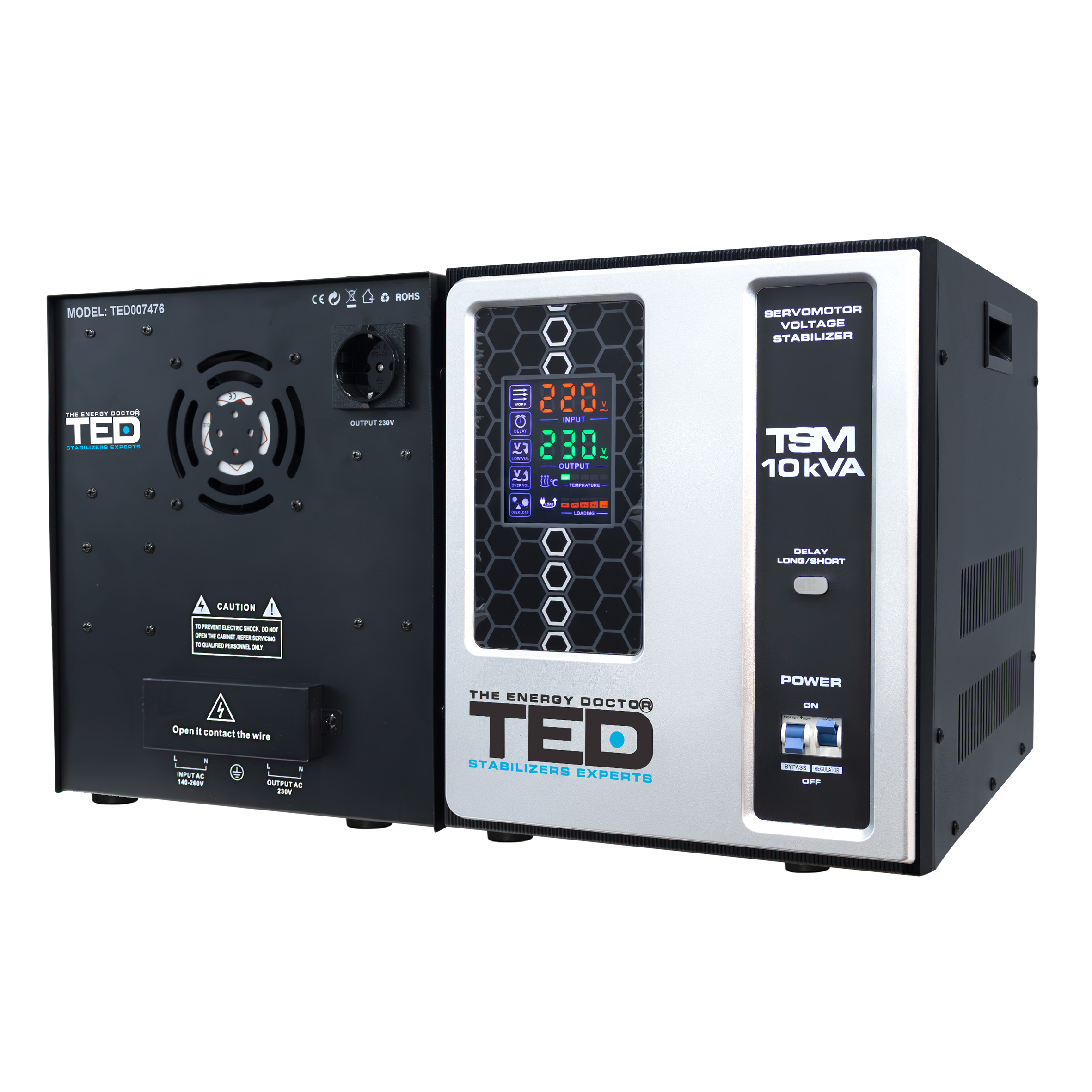 10kVA 8000W Servomotor Voltage Stabilizer – LCD Display – 2 x