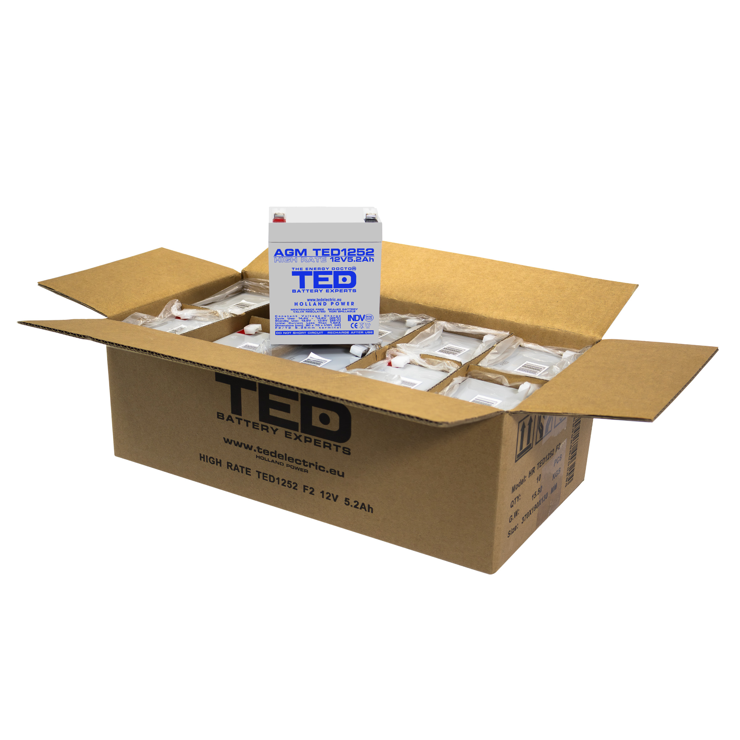 TED 12V 5.2Ah battery box open view