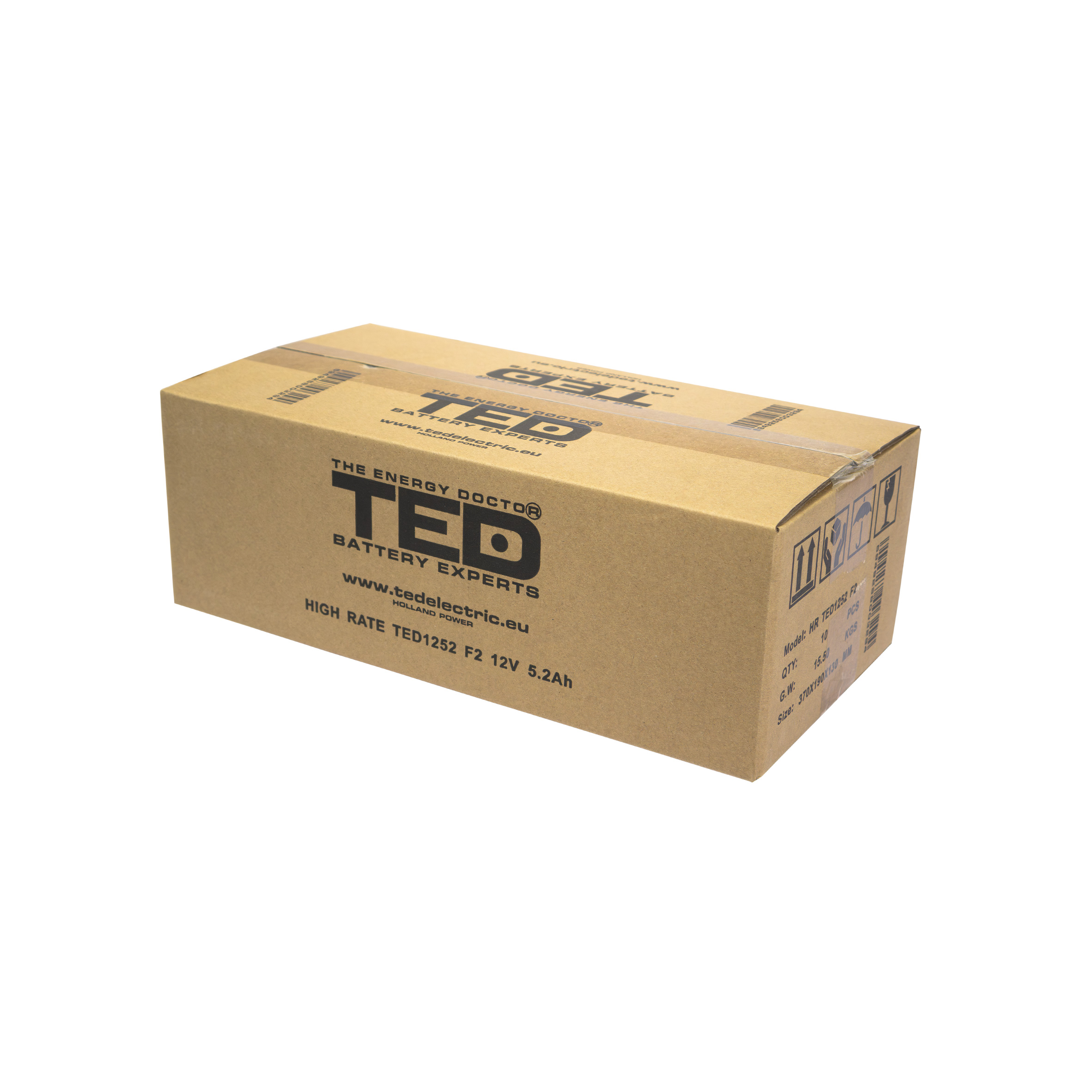 TED 12V 5.2Ah HR battery box closed view